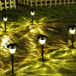 4pcs Solar Pathway Lights Outdoor LED Garden Lights for Patio Color Stainless Steel Integrated Underground Lamp Lawn Lamp Night Lighting Lamp Party Decoration Lamp