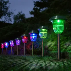 4pcs Solar Pathway Lights Outdoor LED Garden Lights for Patio Color Stainless Steel Integrated Underground Lamp Lawn Lamp Night Lighting Lamp Party Decoration Lamp