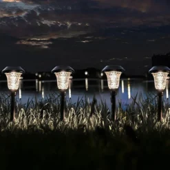 4pcs Solar Pathway Lights Outdoor LED Garden Lights for Patio Color Stainless Steel Integrated Underground Lamp Lawn Lamp Night Lighting Lamp Party Decoration Lamp