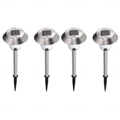 4pcs Solar Pathway Lights Outdoor LED Garden Lights for Patio Color Stainless Steel Integrated Underground Lamp Lawn Lamp Night Lighting Lamp Party Decoration Lamp