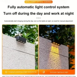4/8pcs Solar Powered Outdoor Wall Lights Garden Pathway Step Lights High-Efficiency Silicon Panels No Wiring Required Optical Control with Installation Hardware