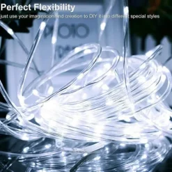 2Pcs Solar Rope Lights Outdoor Waterproof 8Modes LED String Fairy Lights for Christmas, Tent, Gazebo, Trampoline, Walkway, Pool