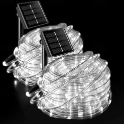 2Pcs Solar Rope Lights Outdoor Waterproof 8Modes LED String Fairy Lights for Christmas, Tent, Gazebo, Trampoline, Walkway, Pool