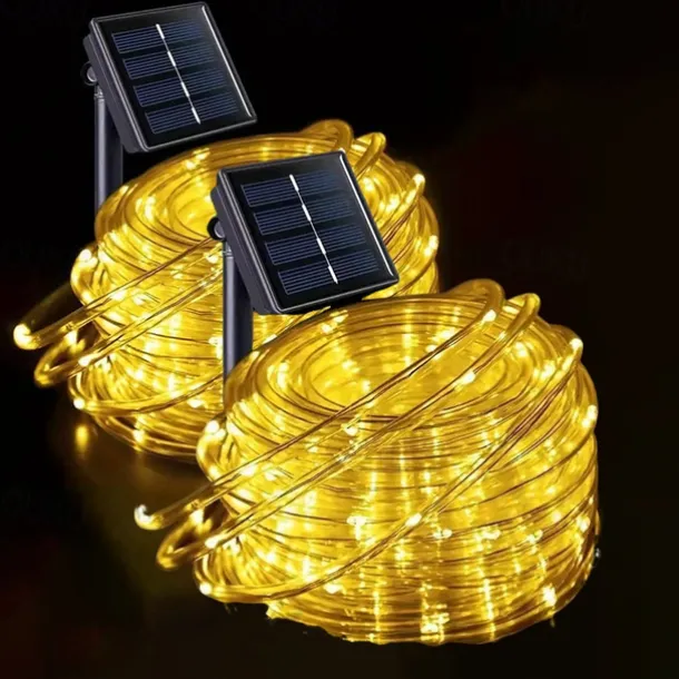 2Pcs Solar Rope Lights Outdoor Waterproof 8Modes LED String Fairy Lights for Christmas, Tent, Gazebo, Trampoline, Walkway, Pool