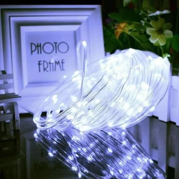 2Pcs Solar Rope Lights Outdoor Waterproof 8Modes LED String Fairy Lights for Christmas, Tent, Gazebo, Trampoline, Walkway, Pool