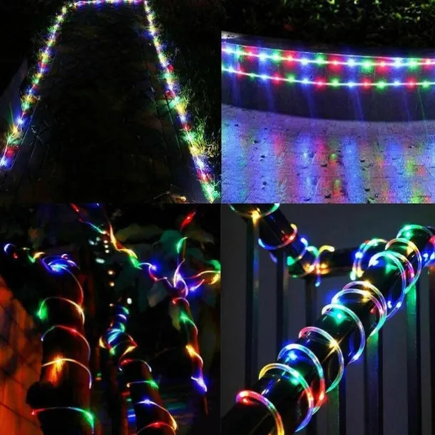 2Pcs Solar Rope Lights Outdoor Waterproof 8Modes LED String Fairy Lights for Christmas, Tent, Gazebo, Trampoline, Walkway, Pool