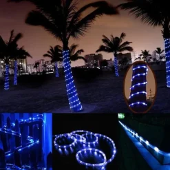 2Pcs Solar Rope Lights Outdoor Waterproof 8Modes LED String Fairy Lights for Christmas, Tent, Gazebo, Trampoline, Walkway, Pool
