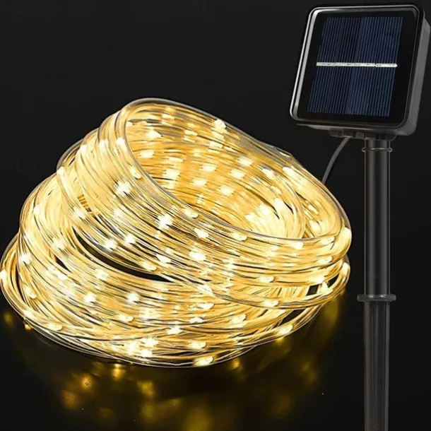 2Pcs Solar Rope Lights Outdoor Waterproof 8Modes LED String Fairy Lights for Christmas, Tent, Gazebo, Trampoline, Walkway, Pool
