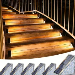 2/6pcs Solar Step Lights, Outdoor Deck Lights Triangle Solar Deck Lights IP67 Waterproof Auto on Off Decoration Lights for Stair Patio Yard, Driveway, Porch, Front Door, Sidewalk, Warm White