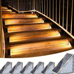 2/6pcs Solar Step Lights, Outdoor Deck Lights Triangle Solar Deck Lights IP67 Waterproof Auto on Off Decoration Lights for Stair Patio Yard, Driveway, Porch, Front Door, Sidewalk, Warm White