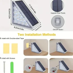 2/6pcs Solar Step Lights, Outdoor Deck Lights Triangle Solar Deck Lights IP67 Waterproof Auto on Off Decoration Lights for Stair Patio Yard, Driveway, Porch, Front Door, Sidewalk, Warm White