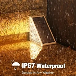 2/6pcs Solar Step Lights, Outdoor Deck Lights Triangle Solar Deck Lights IP67 Waterproof Auto on Off Decoration Lights for Stair Patio Yard, Driveway, Porch, Front Door, Sidewalk, Warm White