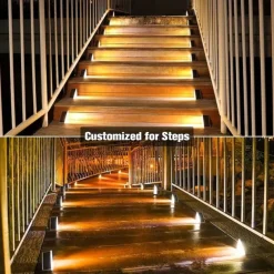 2/6pcs Solar Step Lights, Outdoor Deck Lights Triangle Solar Deck Lights IP67 Waterproof Auto on Off Decoration Lights for Stair Patio Yard, Driveway, Porch, Front Door, Sidewalk, Warm White