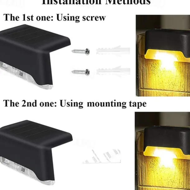 4pcs Solar Step Lights Outdoor LED Deck Stair Lights Waterproof LED for Garden Fence Step Railing Stairs Yard Patio Pathway Holiday Light