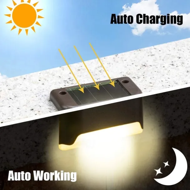 4pcs Solar Step Lights Outdoor LED Deck Stair Lights Waterproof LED for Garden Fence Step Railing Stairs Yard Patio Pathway Holiday Light