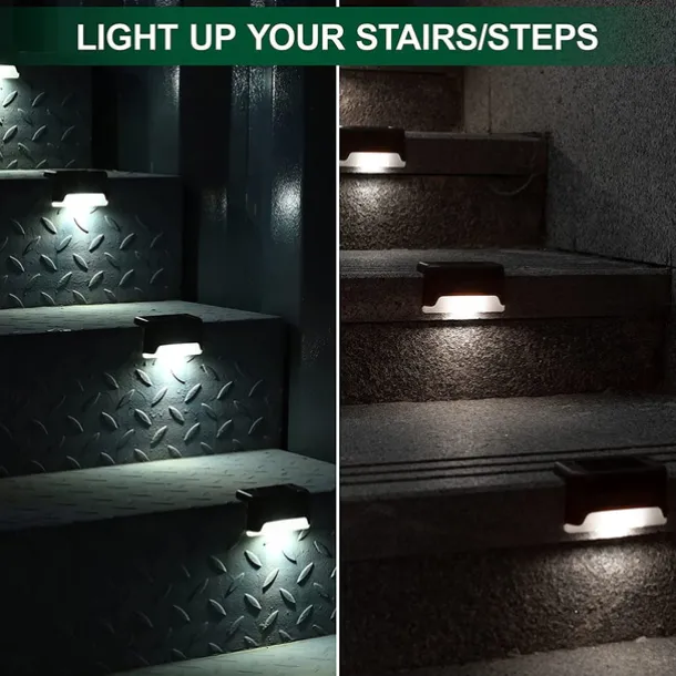 4pcs Solar Step Lights Outdoor LED Deck Stair Lights Waterproof LED for Garden Fence Step Railing Stairs Yard Patio Pathway Holiday Light