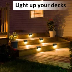 4pcs Solar Step Lights Outdoor LED Deck Stair Lights Waterproof LED for Garden Fence Step Railing Stairs Yard Patio Pathway Holiday Light