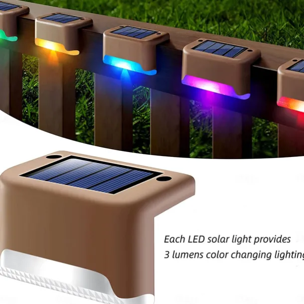 4pcs Solar Step Lights Outdoor LED Deck Stair Lights Waterproof LED for Garden Fence Step Railing Stairs Yard Patio Pathway Holiday Light