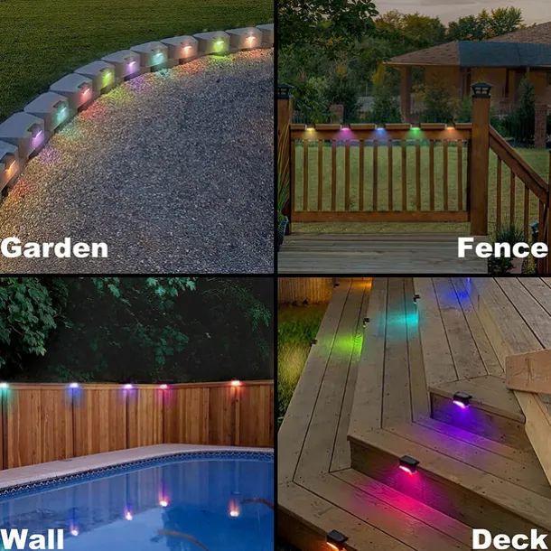 4pcs Solar Step Lights Outdoor LED Deck Stair Lights Waterproof LED for Garden Fence Step Railing Stairs Yard Patio Pathway Holiday Light