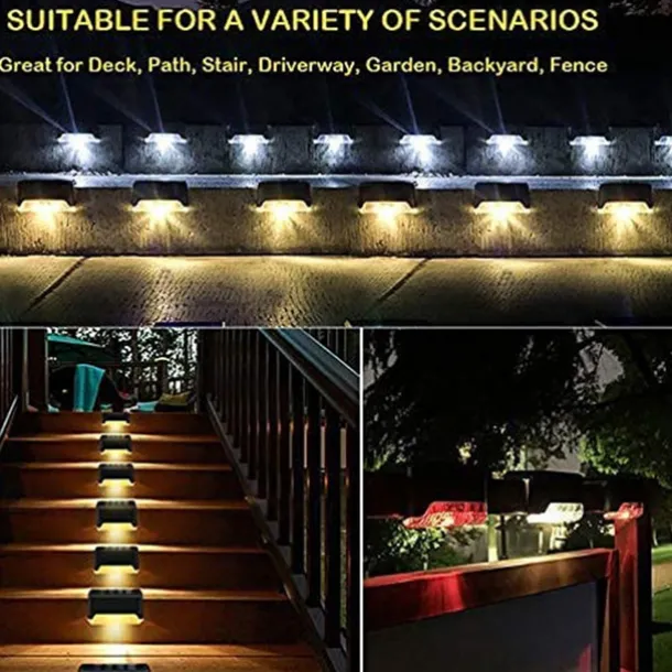 4pcs Solar Step Lights Outdoor LED Deck Stair Lights Waterproof LED for Garden Fence Step Railing Stairs Yard Patio Pathway Holiday Light