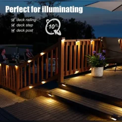 4pcs Solar Step Lights Outdoor LED Deck Stair Lights Waterproof LED for Garden Fence Step Railing Stairs Yard Patio Pathway Holiday Light