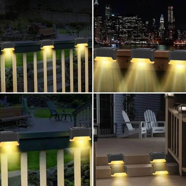 4pcs Solar Step Lights Outdoor LED Deck Stair Lights Waterproof LED for Garden Fence Step Railing Stairs Yard Patio Pathway Holiday Light