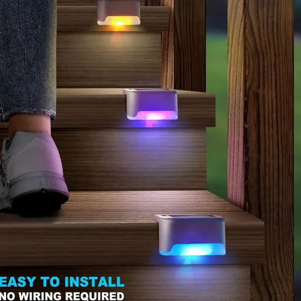 4pcs Solar Step Lights Outdoor LED Deck Stair Lights Waterproof LED for Garden Fence Step Railing Stairs Yard Patio Pathway Holiday Light