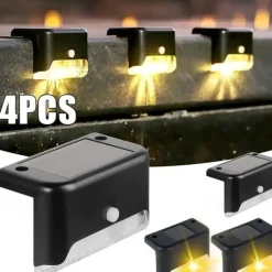 4pcs Solar Step Lights Outdoor LED Deck Stair Lights Waterproof LED for Garden Fence Step Railing Stairs Yard Patio Pathway Holiday Light