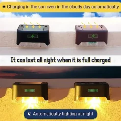 4pcs Solar Step Lights Outdoor LED Deck Stair Lights Waterproof LED for Garden Fence Step Railing Stairs Yard Patio Pathway Holiday Light