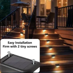 4pcs Solar Step Lights Outdoor LED Deck Stair Lights Waterproof LED for Garden Fence Step Railing Stairs Yard Patio Pathway Holiday Light