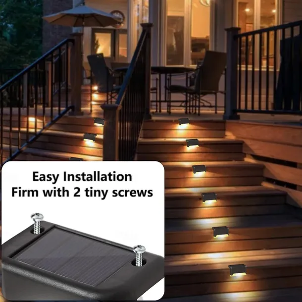4pcs Solar Step Lights Outdoor LED Deck Stair Lights Waterproof LED for Garden Fence Step Railing Stairs Yard Patio Pathway Holiday Light