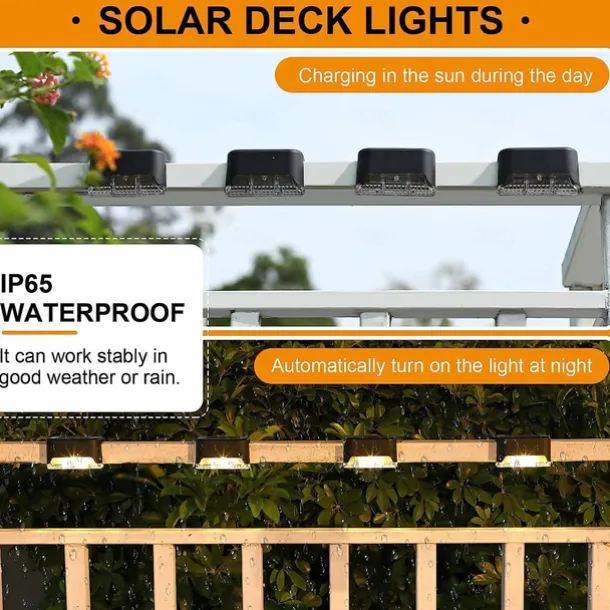 4pcs Solar Step Lights Outdoor LED Deck Stair Lights Waterproof LED for Garden Fence Step Railing Stairs Yard Patio Pathway Holiday Light