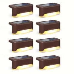 8pcs Solar Step Lights Solar Outdoor Courtyard Lights for Fence Steps Stairs Decks Fences Paths Patio Pathway