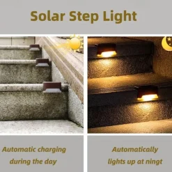 8pcs Solar Step Lights Solar Outdoor Courtyard Lights for Fence Steps Stairs Decks Fences Paths Patio Pathway