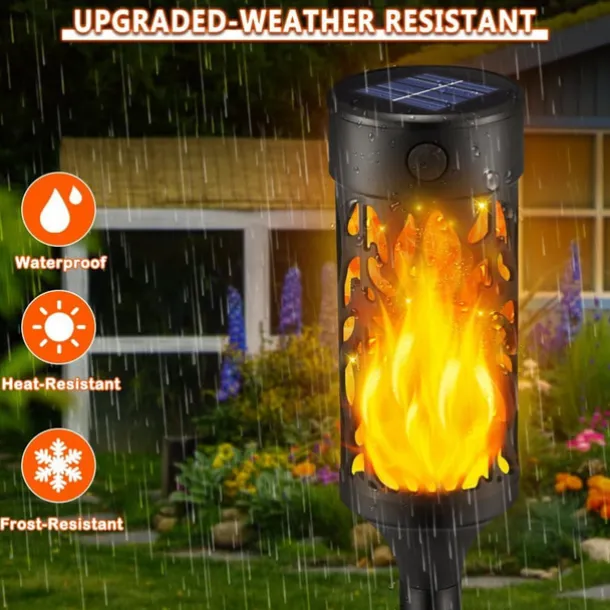 1/2pcs Solar Torch Lights with Dancing Flickering Flame Lights, Pathway Torch Flickering Light Waterproof Garden Decoration Outdoor Lawn Tiki Led Path Yard Patio Floor Lamp for Halloween