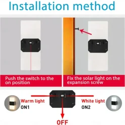 2pcs Solar Wall Lights 2 Modes Lighting Outdoor Waterproof LED Wall Lamp Intelligent Light Control Garden Fence Lights Solar Lamp Courtyard Street Landscape Light
