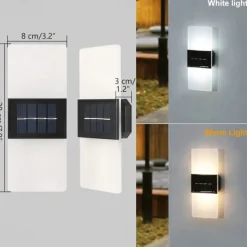 2pcs Solar Wall Lights 2 Modes Lighting Outdoor Waterproof LED Wall Lamp Intelligent Light Control Garden Fence Lights Solar Lamp Courtyard Street Landscape Light