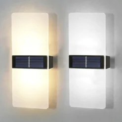 2pcs Solar Wall Lights 2 Modes Lighting Outdoor Waterproof LED Wall Lamp Intelligent Light Control Garden Fence Lights Solar Lamp Courtyard Street Landscape Light