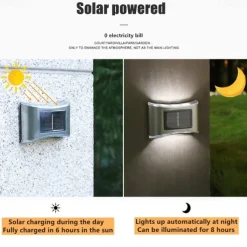 4pcs Solar Wall Lights Outdoor 6LED Waterproof Wall Lamp for Balcony Patio Courtyards Fence Lamps Garden Decor Solar Outdoor Wall Light