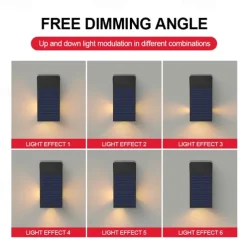 2pcs Solar Wall Washer Lights – High Brightness Waterproof, 3-Sided Luminous, Garden Villa Yard Fence Porch Landscape Decoration
