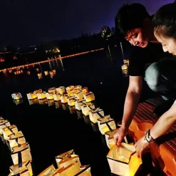 10PCS Square Paper Lantern With Floating Water Lanterns For Wedding Birthday Party No Candle 15X15CM/6“X6“