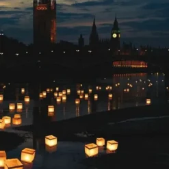 10PCS Square Paper Lantern With Floating Water Lanterns For Wedding Birthday Party No Candle 15X15CM/6“X6“