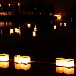 10PCS Square Paper Lantern With Floating Water Lanterns For Wedding Birthday Party No Candle 15X15CM/6“X6“
