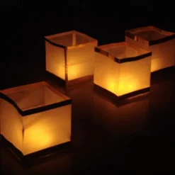 10PCS Square Paper Lantern With Floating Water Lanterns For Wedding Birthday Party No Candle 15X15CM/6“X6“