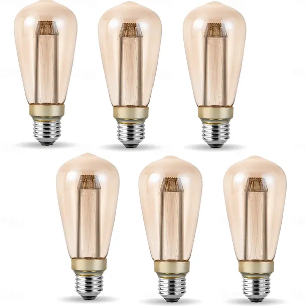 3PCS ST64 Vintage Edison LED Light guide Light Bulbs 3W 220V 110V E26/E27 Base Warm White 2200K Replacement Bulbs for Wall Sconces Lights Pendant Light Amber Warm & Squirrel Cage