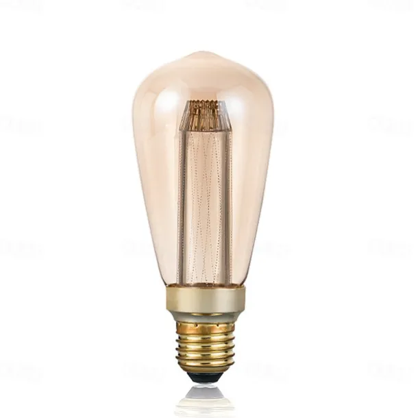 3PCS ST64 Vintage Edison LED Light guide Light Bulbs 3W 220V 110V E26/E27 Base Warm White 2200K Replacement Bulbs for Wall Sconces Lights Pendant Light Amber Warm & Squirrel Cage