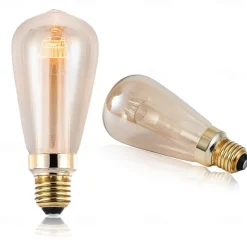 3PCS ST64 Vintage Edison LED Light guide Light Bulbs 3W 220V 110V E26/E27 Base Warm White 2200K Replacement Bulbs for Wall Sconces Lights Pendant Light Amber Warm & Squirrel Cage