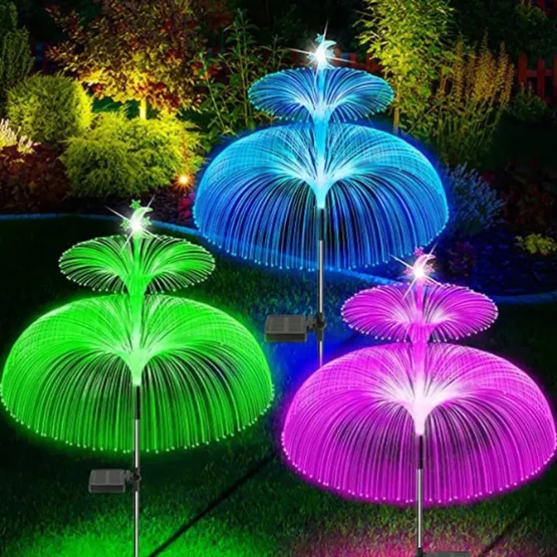 2PCS Star Moon Pampas Grass 7 Color Changing Solar Jellyfish Lights New Solar Garden Lights Yard Garden Pathway Waterproof Solar Lamp
