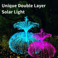 2PCS Star Moon Pampas Grass 7 Color Changing Solar Jellyfish Lights New Solar Garden Lights Yard Garden Pathway Waterproof Solar Lamp