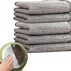 3pcs Steel Wire Dishwashing Cloth Kitchen Cleaning Cloth Non-stick Oil Dish Clean Towel Washing Rags Household Cleaning Cloths